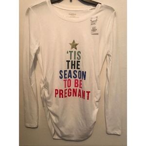 TIS THE SEASON TO BE PREGNANT TEE MEDIUM